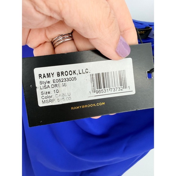Ramy Brook Lisa Strapless Cowl Neck Draped Midi Dress Cobalt Blue Size 10 NEW - Picture 6 of 13